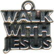 Religious Christian Walk With Jesus Word Sterling Silver Charm Pendant