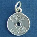 Music CD with Musical Note Design 3D Sterling Silver Charm Pendant