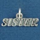 Sister Sterling Silver Word Phase Charm Pendant