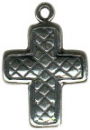 Cross with Quilted Design Sterling Silver Charm Pendant