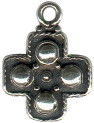 Cross Small Square with Four Circles Sterling Silver Charm