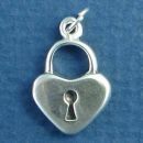 Heart Love Lock 3D Sterling Silver Charm Pendant