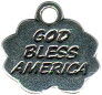 God Bless America Word Charm and Message Phrase Sterling Silver Charm Pendant