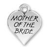 Wedding, Mother of the Bride Word Phrase on Sterling Silver Heart Charm Pendant