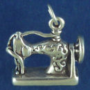 Sewing Machine Antique 3D Sterling Silver Charm Pendant