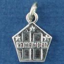 Tour: World Trade Center on Pentagon with Word Phase Remember Sterling Silver Charm Pendant