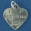 Football, I Love Football Heart Sports Sterling Silver Charm Pendant Double Sided