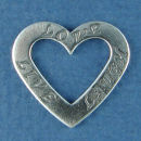 Affirmation Heart with Live, Love and Laugh Sterling Silver Charm