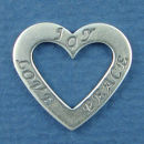 Affirmation Heart with Love, Joy and Peace Sterling Silver Charm