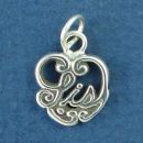 Sister, Sis Word Phase on Sterling Silver Heart Charm Pendant