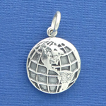 Sterling Silver Globe Charm