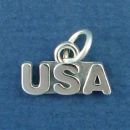 U.S.A. United States of America Sterling Silver Charm Pendant