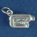 Camera Camcorder 3D Sterling Silver Charm Pendant