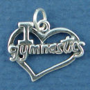 Gymnastics I Love Words in Cutout Heart Sterling Silver Charm Pendant