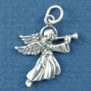 Angel Charm Sterling Silver Pendant with Horn