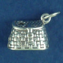 Fishing Creel Sterling Silver Charm Pendant