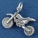 Motorcycle, Motocross Sports Dirt Bike 3D Sterling Silver Charm Pendant