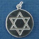 Religious Jewish Star of David Symbol on Disk with Seal of Solomon Word Phrase on Back Sterling Silver Charm Pendant