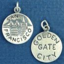 Tour: San Francisco Golden Gate City Double Sided Sterling Silver Charm Disk Pendant