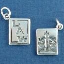 Law Book with the Scales of Justice 3D Sterling Silver Charm Pendant