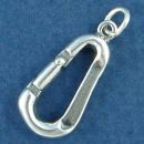 Mountain Climbing Gear Carabiner 3D Sterling Silver Charm Pendant