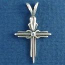 Three Bar Christian Cross with Center Knot Sterling Silver Pendant