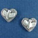 Hammered Heart with Christian Descending Dove Holy Spirt Sterling Silver Post Earring