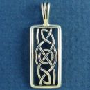 Celtic Knot Rectangle with Circle Weave Design Sterling Silver Pendant Small