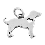 Sterling Silver Dog with Cutout Heart Charm