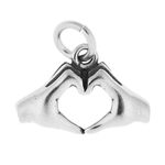 Sterling Silver Hand Shaped Heart Charm