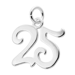 Number 25 Sterling Silver Charm Pendant Anniversary Charm