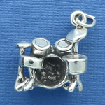 Drum Set Charm Sterling Silver