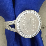 CZ Round Monogrammed Rings Sterling Silver