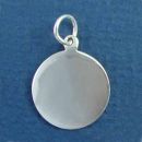 Round Small Engravable Sterling Silver Pendant Engraving Area Size 18-mm Diameter