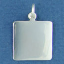 Square Small Engravable Sterling Silver Pendant Engraving Area Size 18 mm