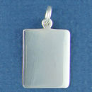 Rectangle Vertical Small Engravable Sterling Silver Pendant Engraving Area Size 20-mm High by 16-mm Wide