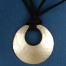 Round 47-mm Engravable Hammered Copper Pendant on Multi Strand Black 16 Inch Cord Necklace with Silver Tone Toggle Clasp