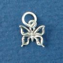 Butterfly with Open Wings Tiny Sterling Silver Charm Pendant