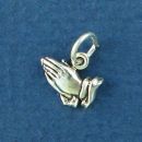 Praying Hands Tiny Sterling Silver Charm Pendant