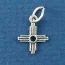 Cross Charm Southwest Plain Sterling Silver Indian Charm Pendant