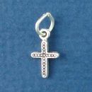 Cross Charm with Bead Design Sterling Silver Pendant