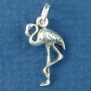 Flamingo Bird Sterling Silver Charm Pendant