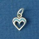 Heart Charm Small with Inlay Sterling Silver Indian Charm Pendant