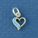 Heart Charm with Inlay Small Sterling Silver Indian Charm Pendant