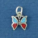 Butterfly with Inlay Tiny Sterling Silver Charm Pendant