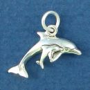 Dolphin with Calf Tiny Sterling Silver Charm Pendant