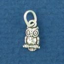 Owl Bird Sterling Silver Mini Charm Pendant