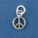 Peace Sign Charm Sterling Silver Tiny Pendant