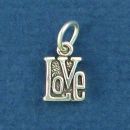 Love Word Phrase Small Sterling Silver Charm Pendant