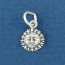 Sun Face Tiny Sterling Silver Charm Pendant